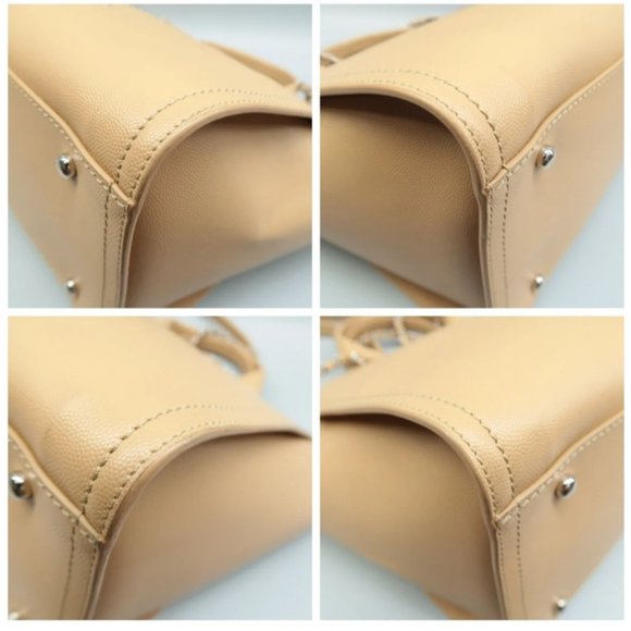 100% Authentic CHANEL DeauVille Beige Leather Satchel Bag - Picture 5 of 9